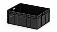 Евроконтейнер открытые ручки/усиленное дно (черный), 800x600x320 мм