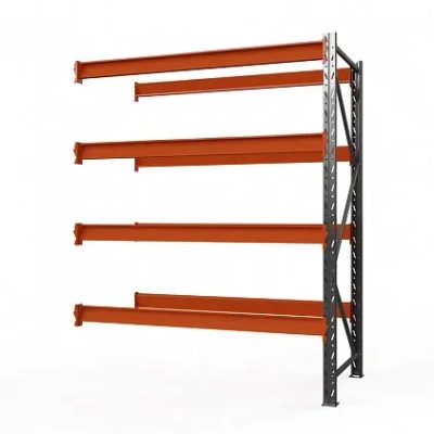 Секция приставная стеллажа металлического Оптима, 3000x1250x785 мм. Полки: 4 шт. без настила