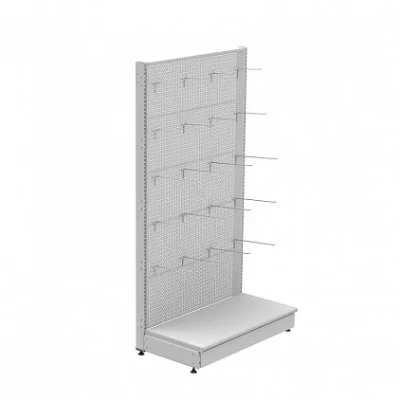Стеллаж торговый пристенный перфорированный отдельностоящий (2250x1000x500) 20 крючков